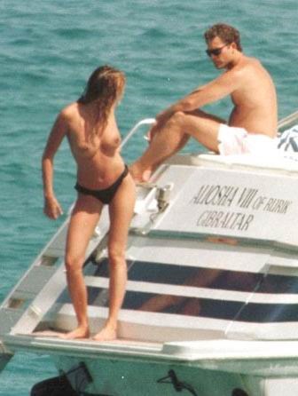 Elle Macpherson - Topless on a boat near St. Tropez