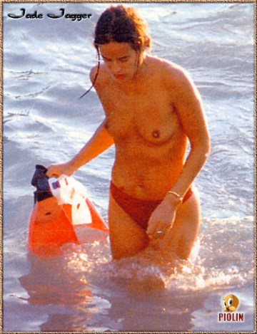 Jade Jagger - Topless swimming
