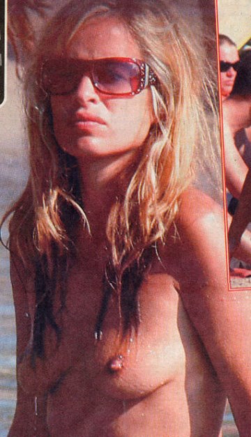 Jade Jagger - Topless sunbathing