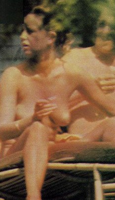 Susan George - Topless sunbathing