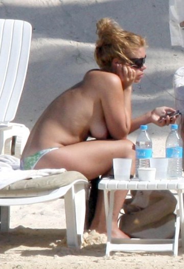 Billie Piper - Topless sunbathing