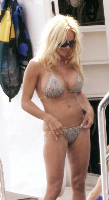 Pamela Anderson - Topless sunbathing