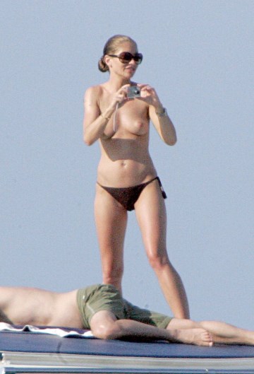 Rebecca Gayheart - topless on a yacht