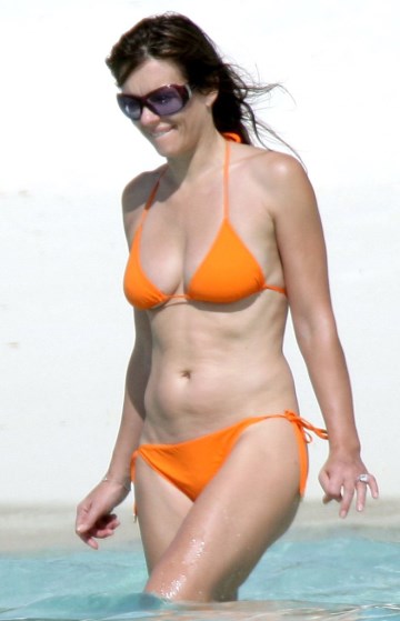 Elizabeth Hurley - orange bikini