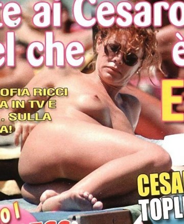 Elena Sofia Ricci - Topless sunbathing
