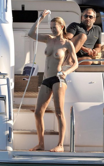 Karen Mulder - topless on a yacht