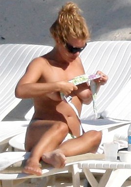 Billie Piper - Topless sunbathing